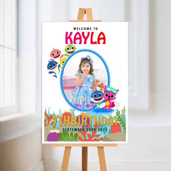 Personalised Baby Shark Welcome party sign