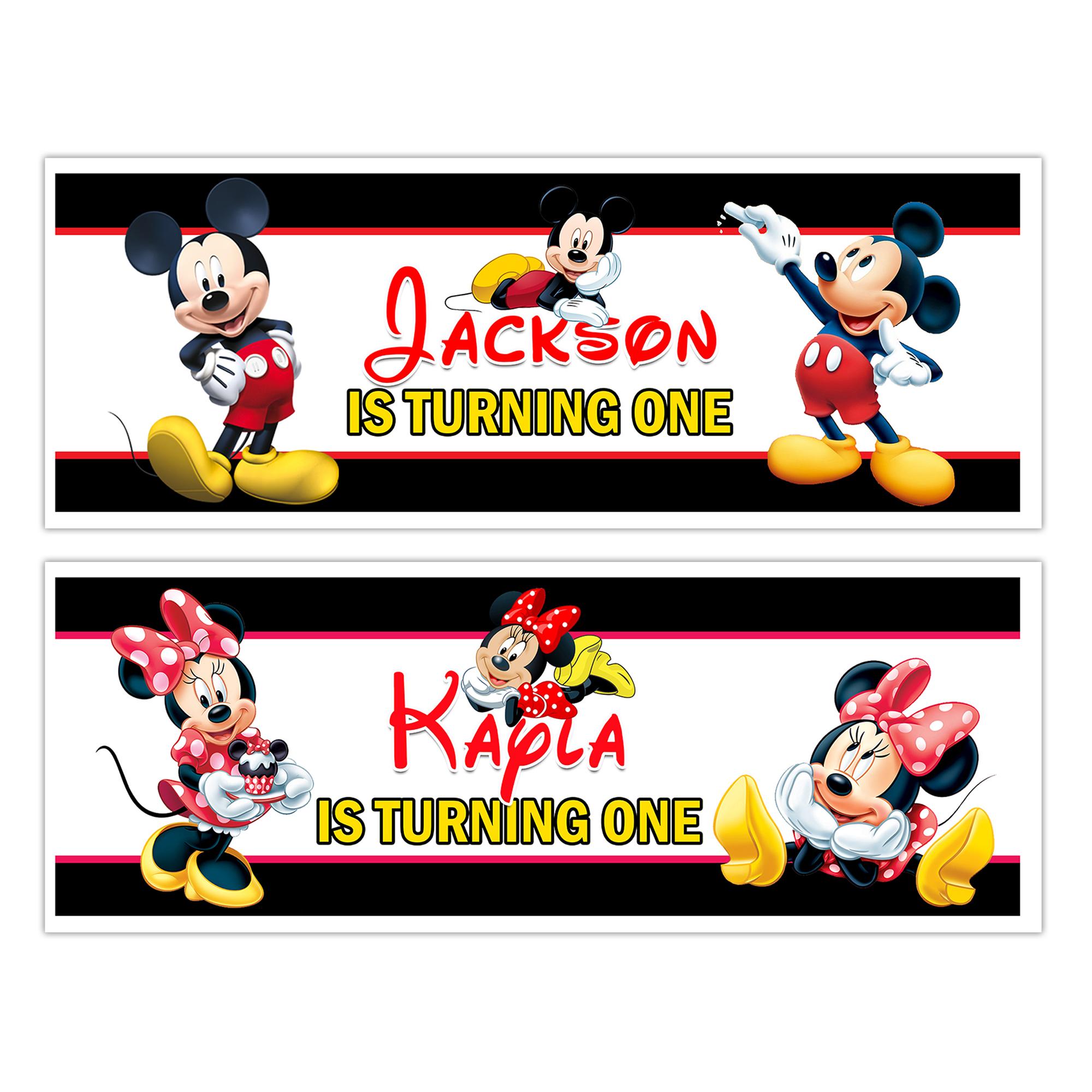 Mickey & Minnie Mouse Birthday Banner - Get Invited